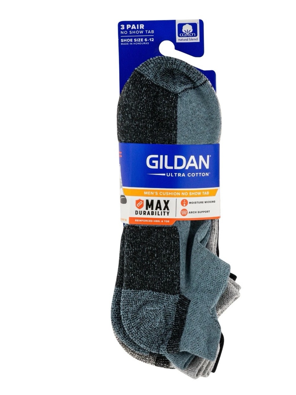 Gildan Ultra Cotton No Show Tab Socks Shoe Size 6-12